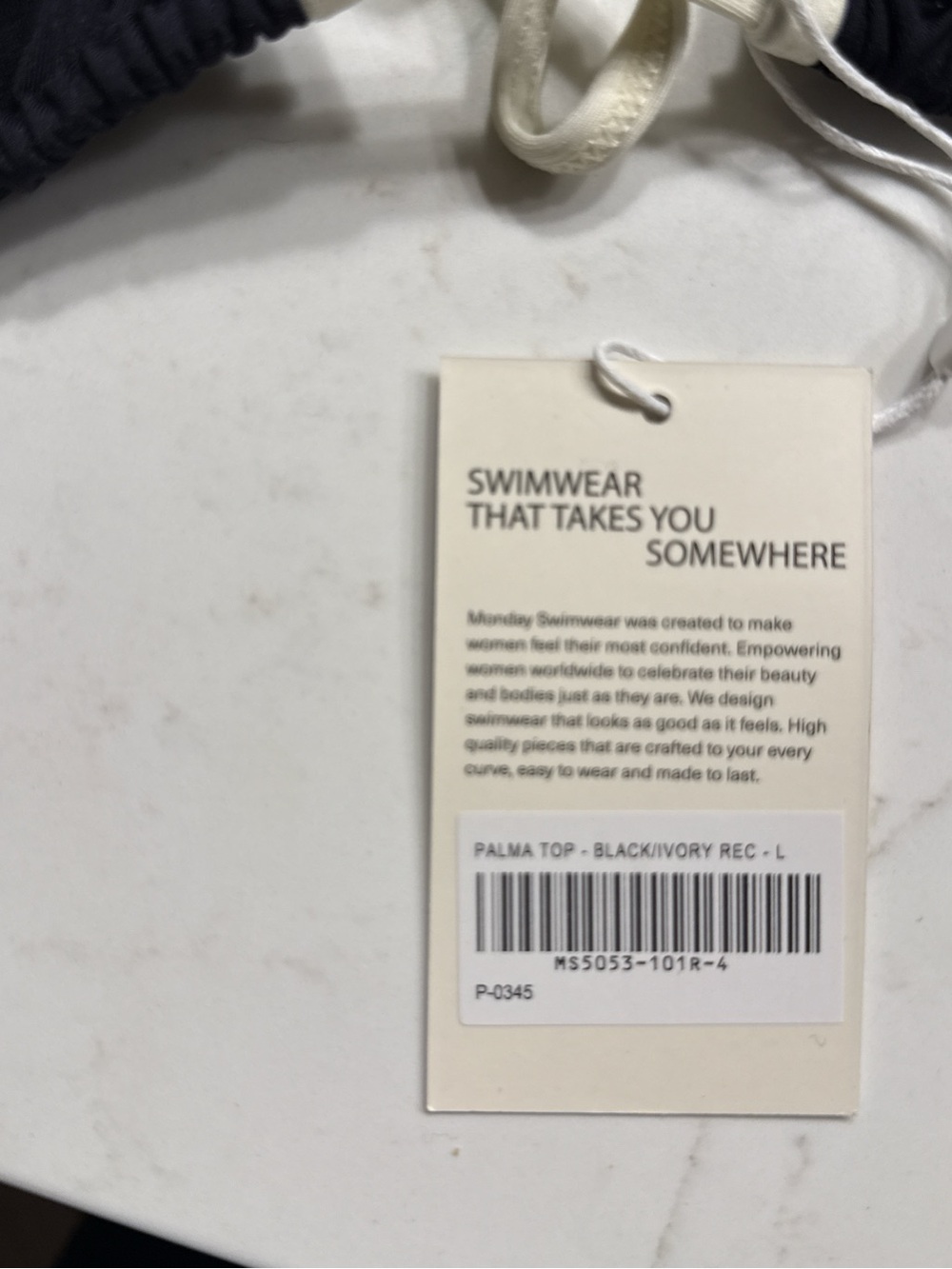 Monday Swimwear Black Paloma Triangle Bikini Top with Cream Trim - Picture 3 of 3